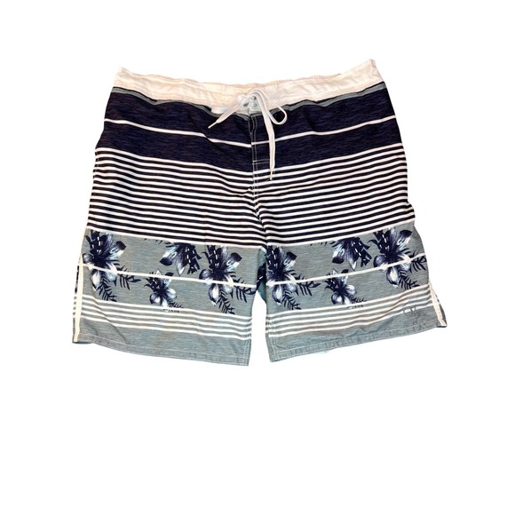 Ocean Pacific Other - Ocean Pacific Men's 2XL Dark Navy Striped Floral Board Shorts Swim Trunks‎ Beach